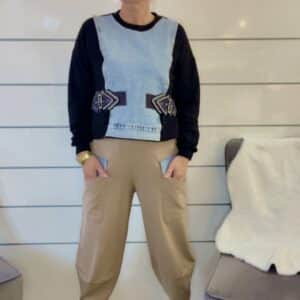 Sweatshirt mit Denim - Details