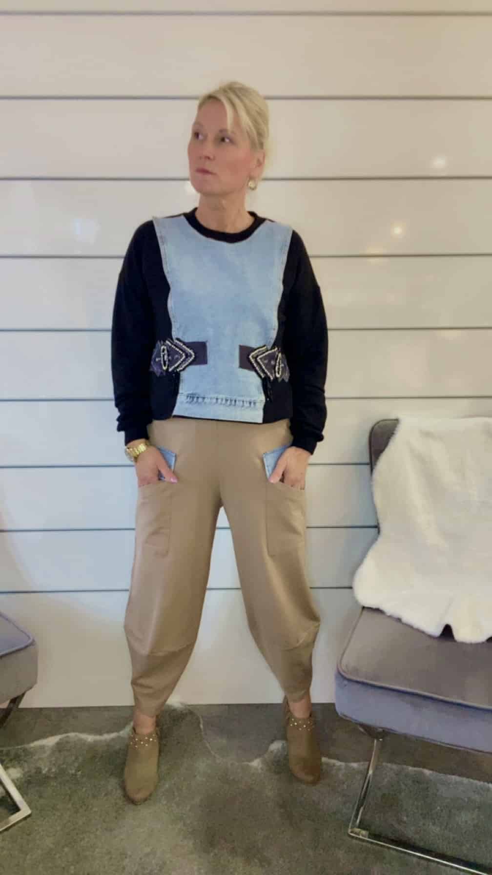 Sweatshirt mit Denim - Details