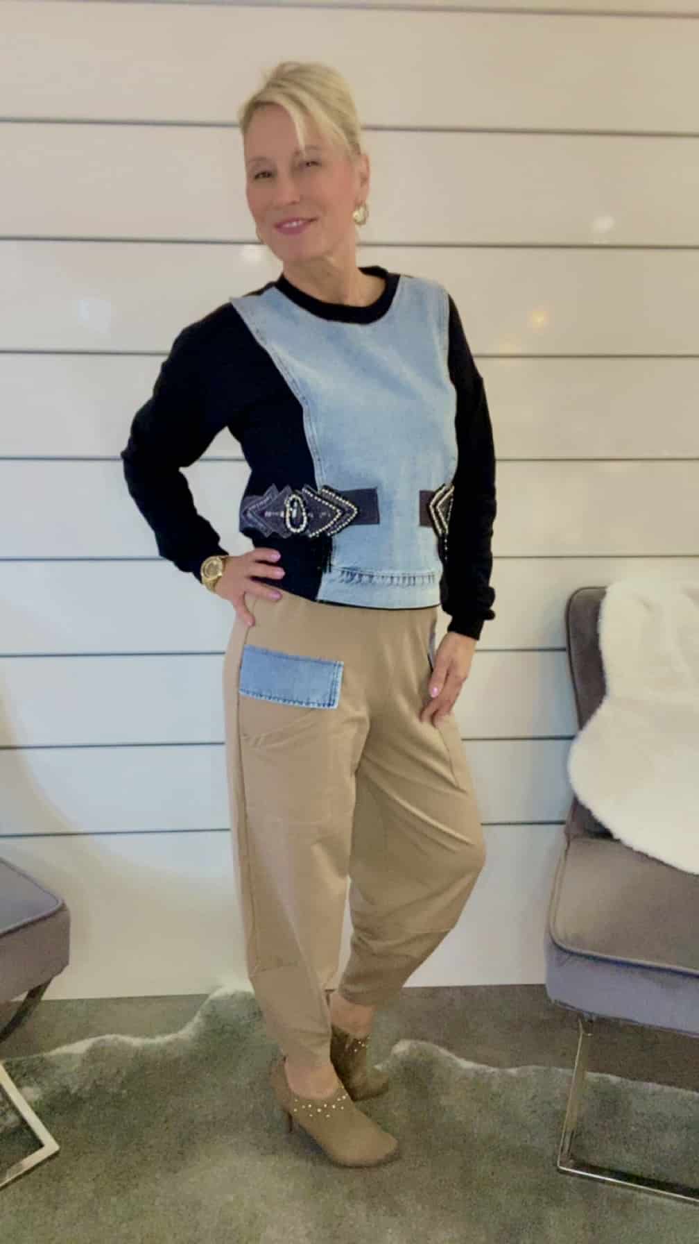 Joggpants mit Denim - Details