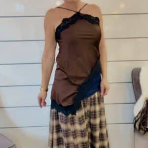 Satin Top mit Spitze