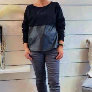 Sweatshirt mit Lederoptik