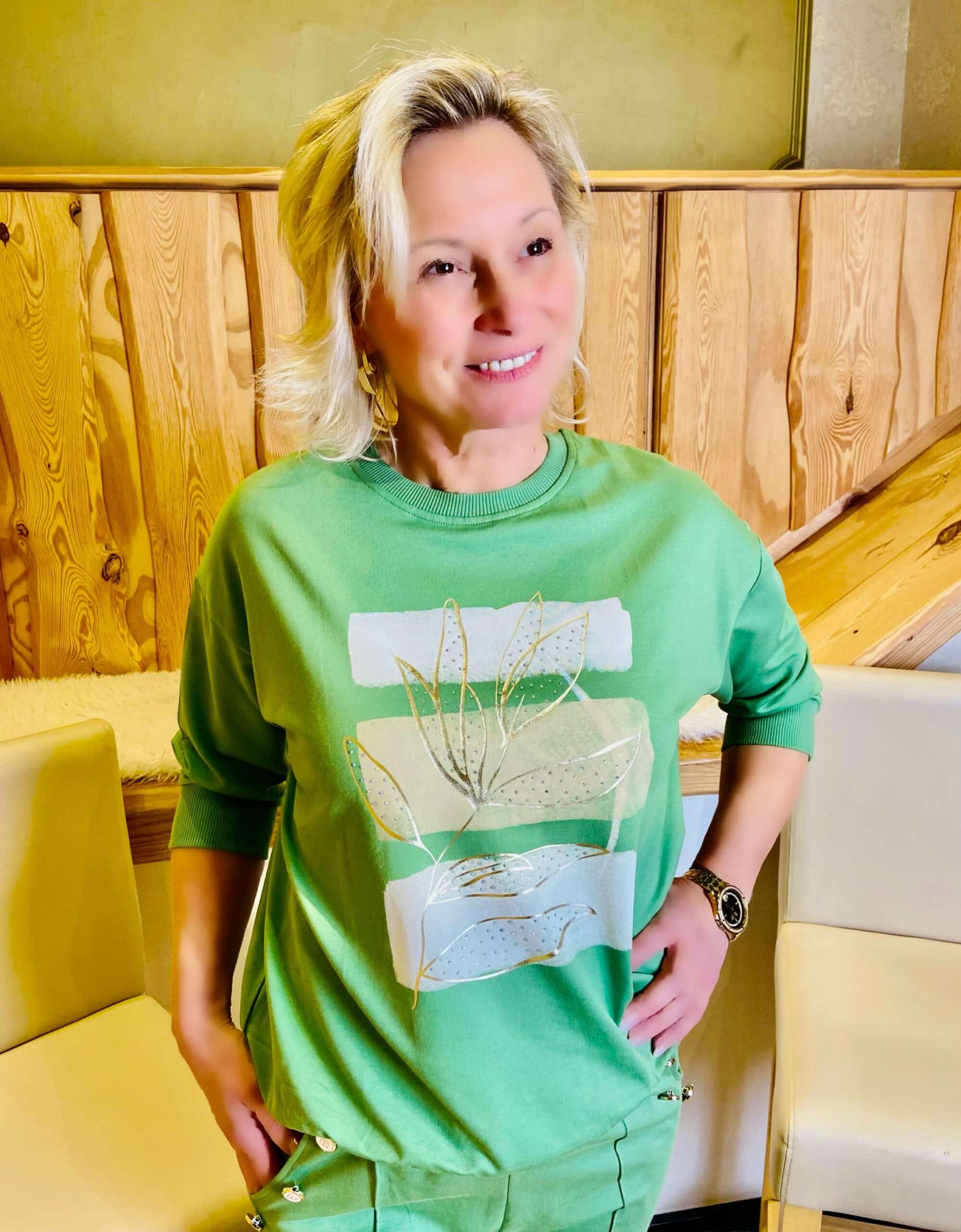 Sweatshirt mit Blattprint